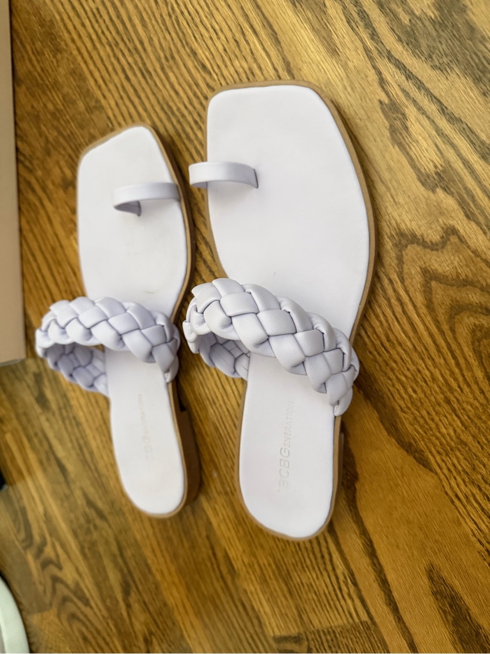 BCBGeneration lavender Braided Toe-Loop Slide Sandals with Square Toe